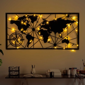 Decoratiune luminoasa de perete neagra din metal Serra The Home Collection