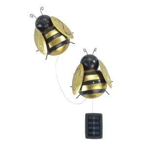 Decoratiune luminoasa pentru exterior aurie/neagra din metal 8 cm Bee Wenko
