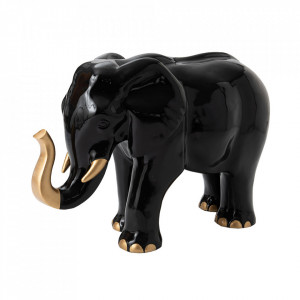 Decoratiune neagra/aurie din polirasina 58 cm Elephant Amadeus