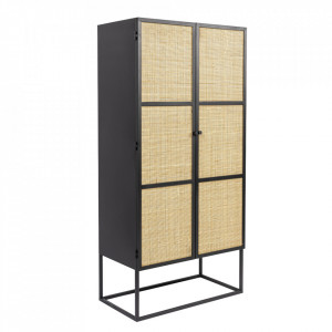 Dulap maro/negru din ratan si lemn 145 cm Guuji Quiet Object