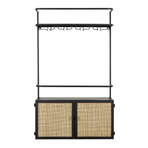 Etajera cu suport pentru sticle si pahare neagra/maro din metal 100 cm Guuji Quiet Object