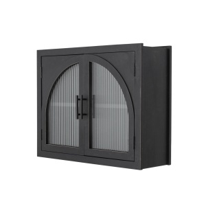 Etajera de perete neagra din lemn 49 cm Lario Bloomingville