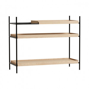 Etajera maro/neagra din lemn de stejar si metal 81 cm Tray Shelf Woud