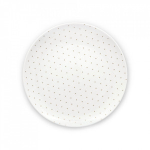Farfurie adanca alba din ceramica 36 cm Golden Hearts Vtwonen