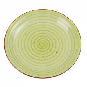 Farfurie intinsa verde din ceramica 27 cm Shell Denzzo