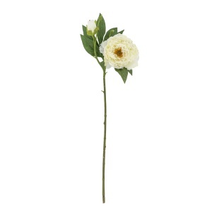 Floare artificiala alba/verde din fibre sintetice 62 cm Peony Bloomingville