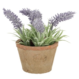 Floare artificiala cu ghiveci mov/portocalie din ceramica 15 cm Lavender S Esschert Design