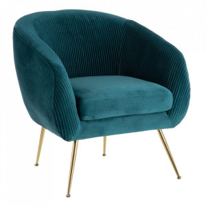 Fotoliu albastru din poliester si lemn de pin Basia The Home Collection