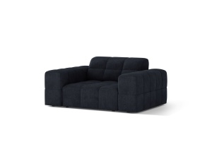 Fotoliu albastru navy din textil Jennifer Chenille Micadoni