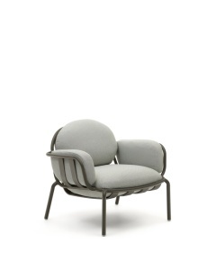 Fotoliu exterior gri/verde din textil Joncols Kave Home