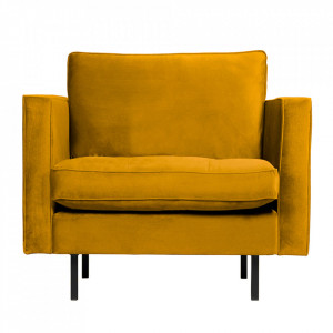 Fotoliu ocru din catifea Rodeo Woood