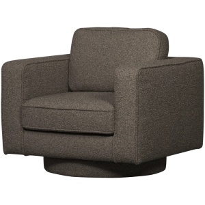 Fotoliu rotativ gri antracit din textil Lazy Boucle Woood