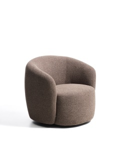 Fotoliu rotativ maro din textil Odenia Micro Boucle FR Kave Home