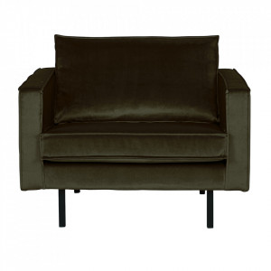 Fotoliu verde inchis din catifea Rodeo Loveseat Woood