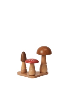 Joc de construit maro din lemn Mushroom Ferm Living