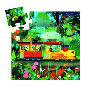 Joc tip puzzle multicolor din carton The Locomotive Djeco