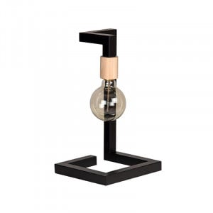 Lampa birou neagra/maro din metal si lemn 38 cm Loco LABEL51