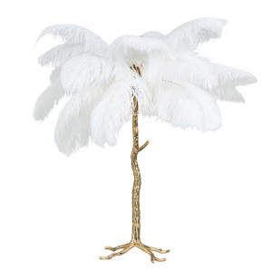Lampadar alb/auriu din pene si cupru cu 3 becuri 80 cm Upanova Richmond Interiors