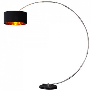 Lampadar negru/auriu din metal si textil 190 cm Python Invicta Interior