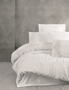 Lenjerie pat alba din bumbac Genny Double The Home Collection