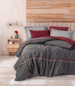 Lenjerie pat gri din bumbac Sento Double The Home Collection