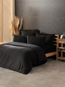 Lenjerie pat neagra din fibre Silky Double The Home Collection