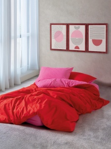 Lenjerie pat rosie/fucsia din bumbac Sage Double The Home Collection