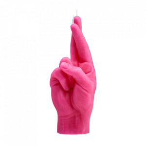 Lumanare roz din ceara 23 cm Crossed Fingers CandleHand