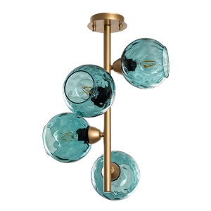 Lustra albastra/aurie din metal cu 4 becuri Benek The Collection