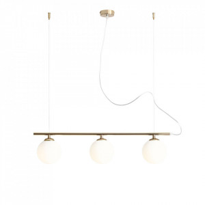 Lustra aurie/alba din sticla cu 3 becuri Beryl Glass Quiet Object