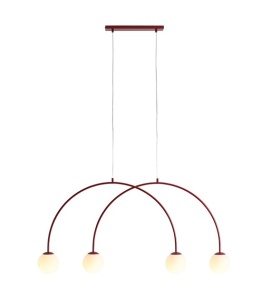 Lustra rosie din metal cu 4 becuri Una S Aldex