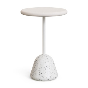 Masa bar exterior alba din ciment 70 cm Saura Kave Home