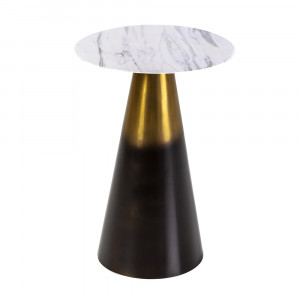 Masa de cafea alba/aurie din metal 34 cm Ryter Thai Natura