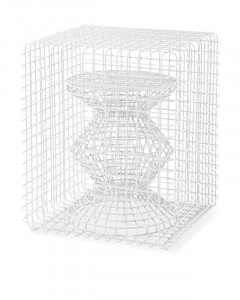 Masa de cafea alba din metal 40x40 cm Zig Zag Pols Potten