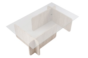 Masa de cafea crem din sticla 65x105 cm Flavio Nordure
