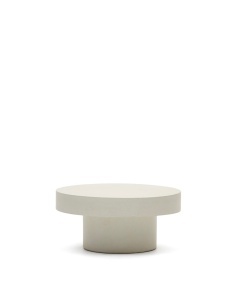 Masa de cafea exterior alba din ciment 66 cm Aiguablava Kave Home