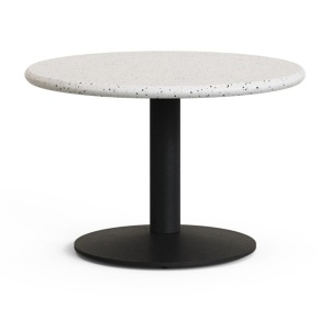 Masa de cafea exterior alba/neagra din ciment 70 cm Esilda Terrazzo Kave Home
