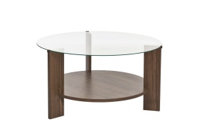 Masa de cafea maro din sticla 75 cm Clara Walnut Transparent Nordure
