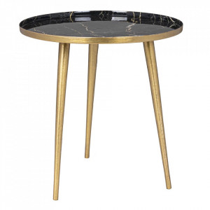 Masa de cafea neagra/aurie din metal 40 cm Nilimi Bizzotto