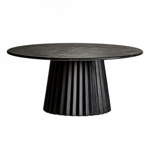 Masa de cafea neagra din marmura si lemn de mango 100 cm Plisse Vical Home