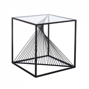 Masa de cafea neagra din metal 48x48 cm Espiral Bizzotto