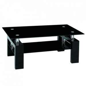 Masa de cafea neagra din sticla si MDF 60x110 cm Lisa All Signal Meble