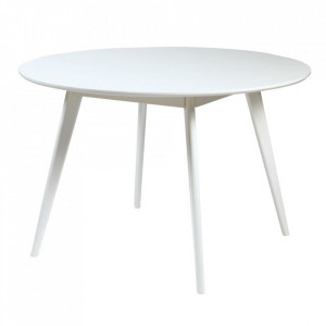 Masa dining alba din lemn si MDF 115 cm Yumi Rowico Home