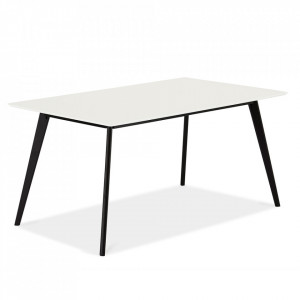 Masa dining alba/maro din MDF si lemn de stejar 90x160 cm Life Furnhouse