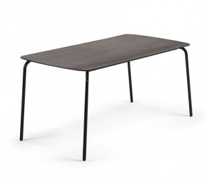 Masa dining dreptunghiulara neagra din policiment pentru exterior 80x160 cm Thyra Kave Home