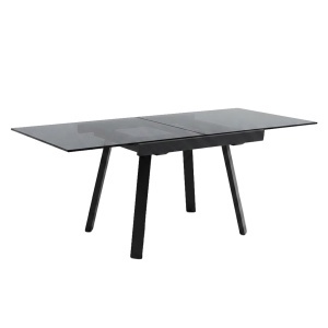 Masa dining extensibila din sticla neagra 90x95(180) cm Prisma Quiet Object