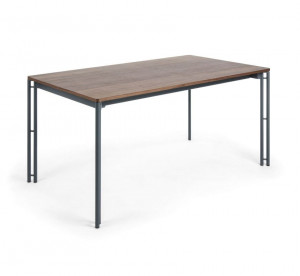 Masa dining extensibila dreptunghiulara maro din lemn si otel 90x(160)220 cm Kesia Kave Home