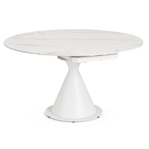Masa dining extensibila exterior alba din metal 85(135) cm Jonni Bizzotto