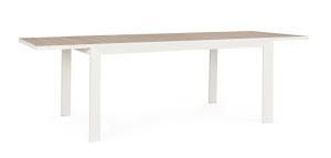 Masa dining extensibila exterior alba/maro din metal 100x160(240) cm Belmar Bizzotto
