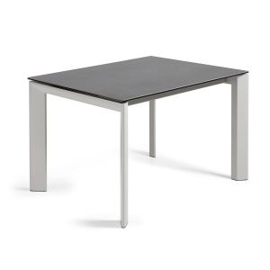 Masa dining extensibila gri/alba din metal 80x(120)180 cm Axis Vulcano Roca Kave Home